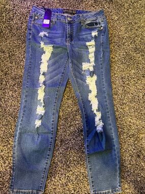 Indigo Distressed Skinny Jeans - Blue